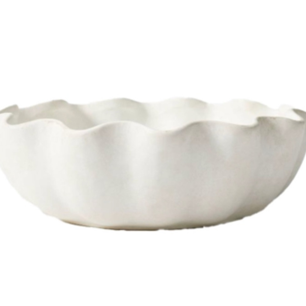 Studio McGee White Ceramic Scalloped Scallop Bowl
